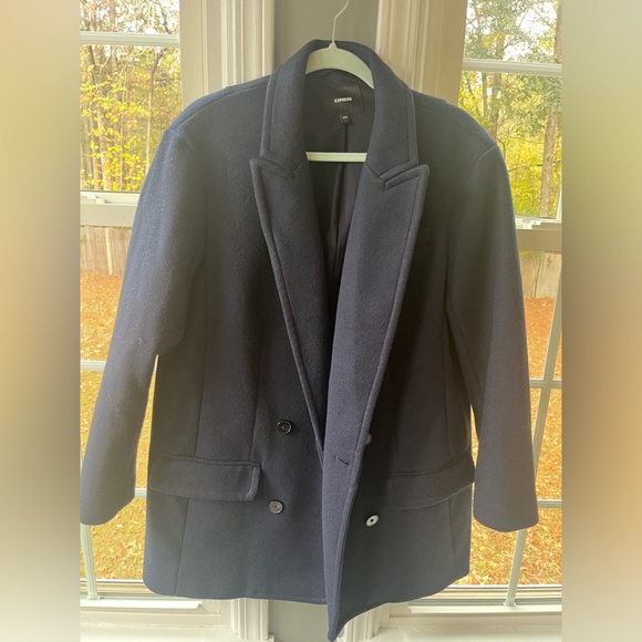 Express Faux Wool Double Breasted Oversized Coat - Picture 7 of 10